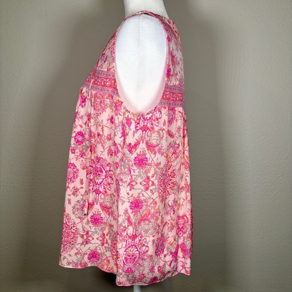 Rebecca Taylor Pink Floral Silk Blouse Size 8 - Picture 2 of 7
